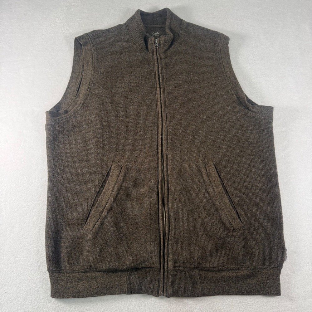 Woolrich Vest Mens XL Brown 100% Cotton Knit Full Zip Gorpcore Outdoor Layering